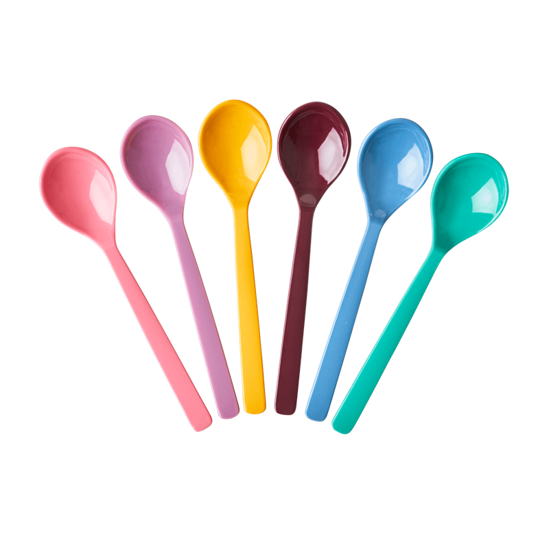 Set of 6 Melamine Spoons In Dance Out Colours Rice DK